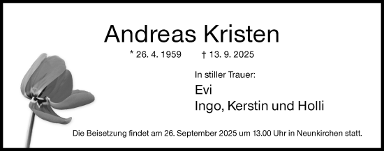 Traueranzeige von Andreas Kristen von Siegener Zeitung