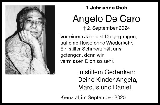Traueranzeige von Angelo De Caro von Siegener Zeitung