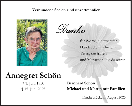 Traueranzeige von Annegret Schön von Siegener Zeitung