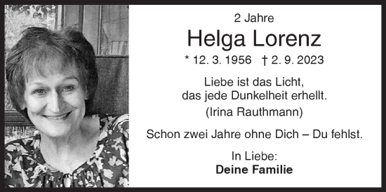 Traueranzeige von Helga Lorenz von Siegener Zeitung