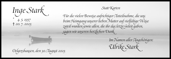 Traueranzeige von Inge Stark von Siegener Zeitung