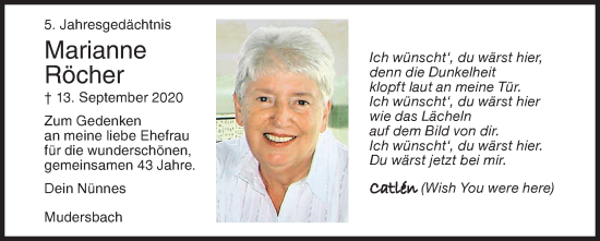 Traueranzeige von Marianne Röcher von Siegener Zeitung