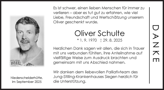 Traueranzeige von Oliver Schulte von Siegener Zeitung