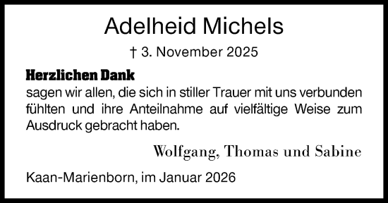 Traueranzeige von Adelheid Michels von Siegener Zeitung