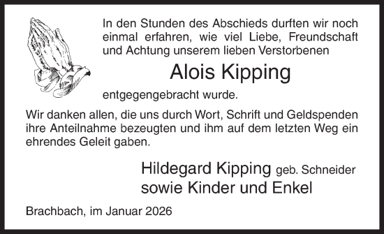 Traueranzeige von Alois Kipping von Siegener Zeitung