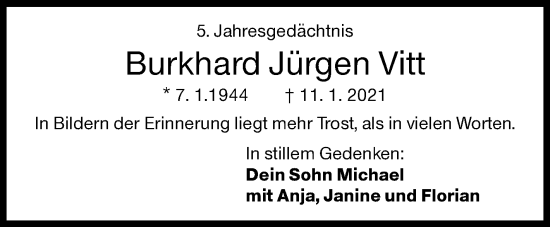 Traueranzeige von Burkhard Jürgen Vitt von Siegener Zeitung