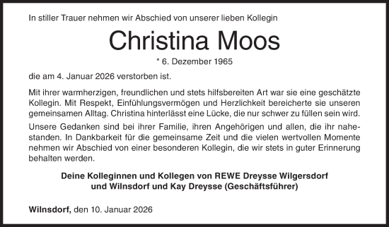 Traueranzeige von Christina Moos von Siegener Zeitung