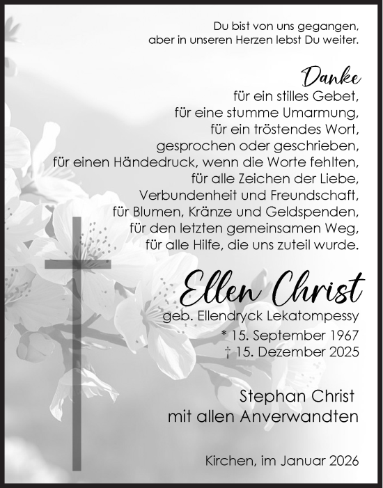 Traueranzeige von Ellen Christ von Siegener Zeitung