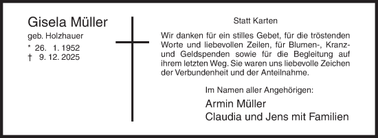 Traueranzeige von Gisela Müller von Siegener Zeitung