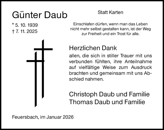 Traueranzeige von Günter Daub von Siegener Zeitung