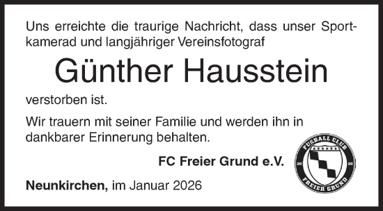 Traueranzeige von Günther Hausstein von Siegener Zeitung