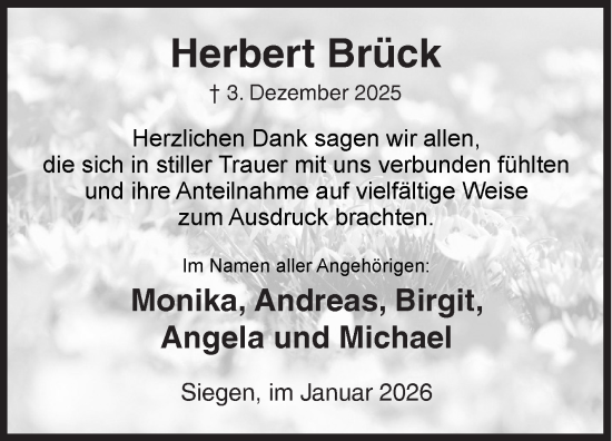 Traueranzeige von Herbert Brück von Siegener Zeitung