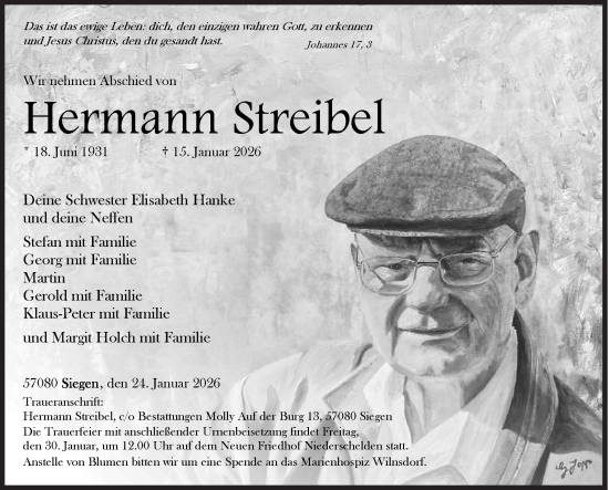 Traueranzeige von Hermann Streibel von Siegener Zeitung