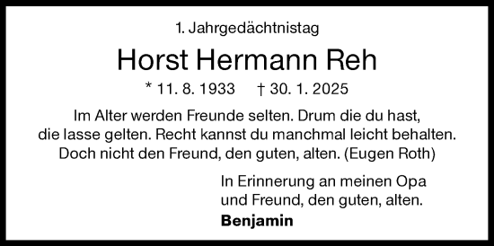 Traueranzeige von Horst Hermann Reh von Siegener Zeitung