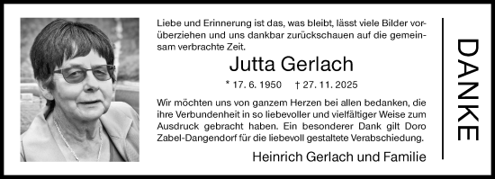 Traueranzeige von Jutta Gerlach von Siegener Zeitung