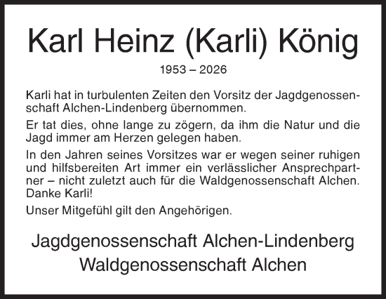 Traueranzeige von Karl Heinz König von Siegener Zeitung