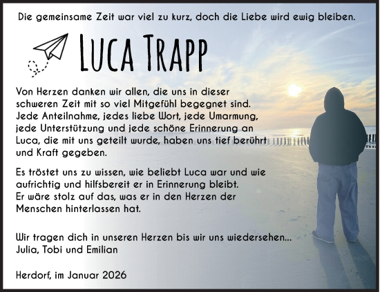 Traueranzeige von Luca Trapp von Siegener Zeitung