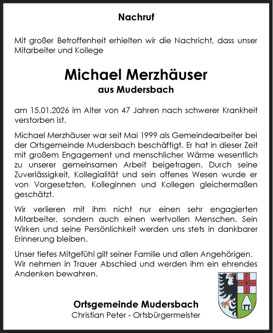 Traueranzeige von Michael Merzhäuser von Siegener Zeitung