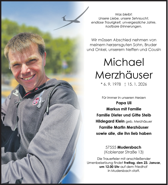 Traueranzeige von Michael Merzhäuser von Siegener Zeitung