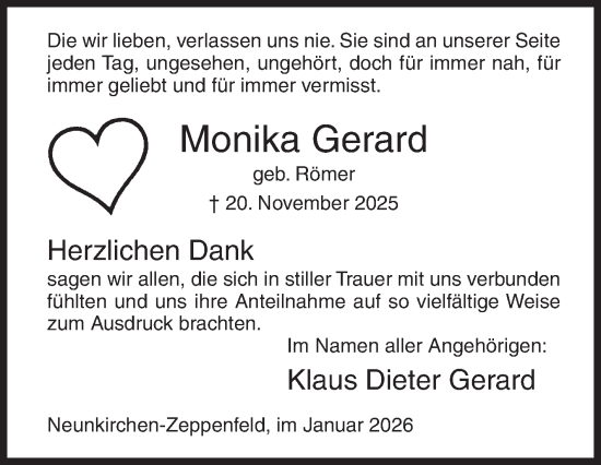 Traueranzeige von Monika Gerard von Siegener Zeitung