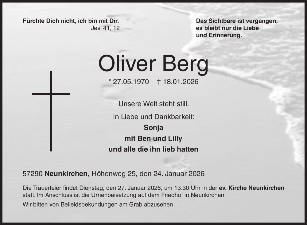  Traueranzeige für Oliver Berg vom 24.01.2026 aus Siegener Zeitung