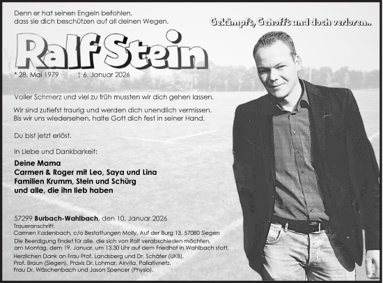 Traueranzeige von Ralf Kadenbach von Siegener Zeitung