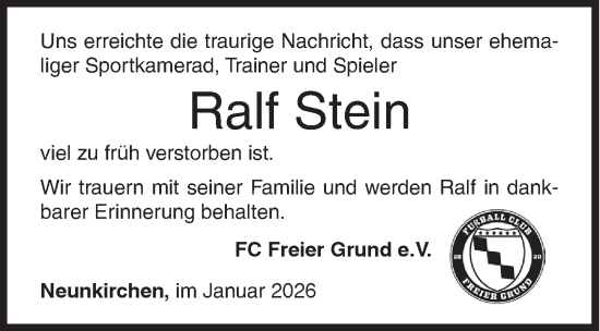 Traueranzeige von Ralf Stein von Siegener Zeitung