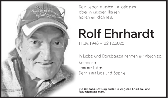 Traueranzeige von Rolf Ehrhardt von Siegener Zeitung