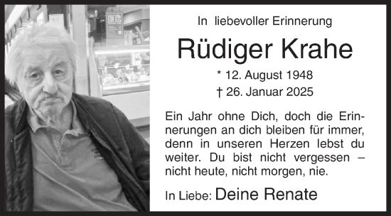 Traueranzeige von Rüdiger Krahe von Siegener Zeitung