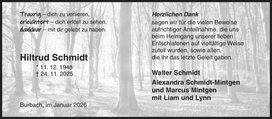 Traueranzeige von Walter Schmidt von Siegener Zeitung