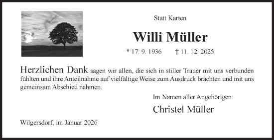 Traueranzeige von Willi Müller von Siegener Zeitung