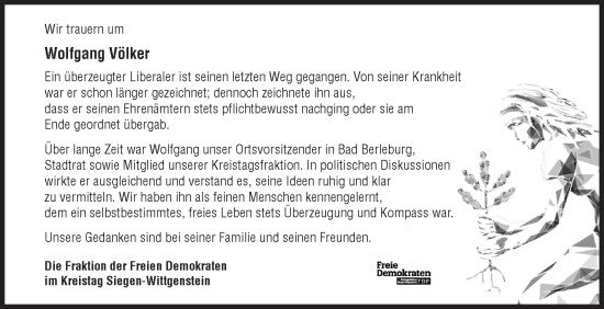 Traueranzeige von Wolfgang Völker von Siegener Zeitung