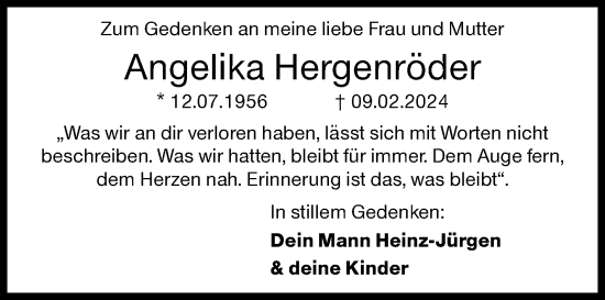 Traueranzeige von Angelika Hergenröder von Siegener Zeitung