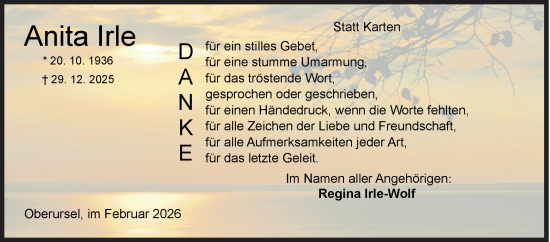 Traueranzeige von Anita Irle von Siegener Zeitung