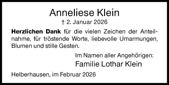 Traueranzeige von Anneliese Klein von Siegener Zeitung