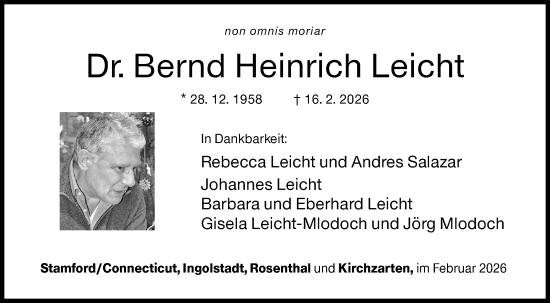 Traueranzeige von Bernd Heinrich Leicht von Siegener Zeitung