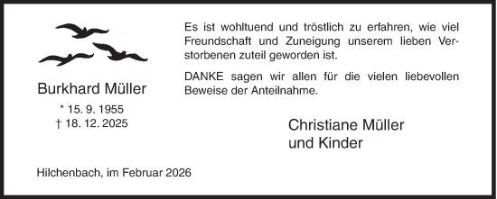 Traueranzeige von Burkhard Müller von Siegener Zeitung