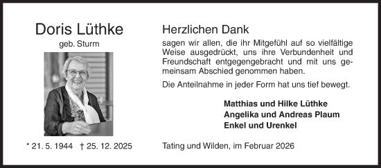 Traueranzeige von Doris Lüthke von Siegener Zeitung