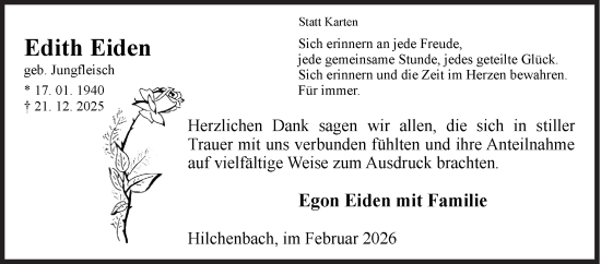 Traueranzeige von Edith Eiden von Siegener Zeitung