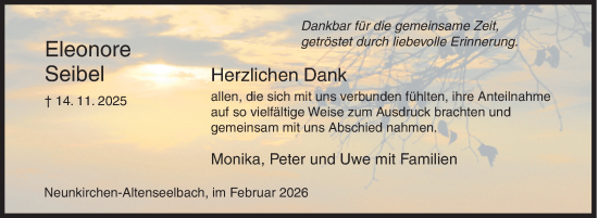 Traueranzeige von Eleonore Seibel von Siegener Zeitung