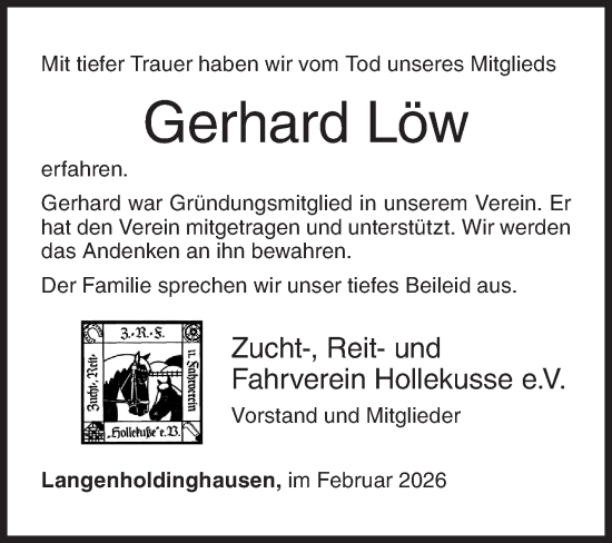Traueranzeige von Gerhard Löw von Siegener Zeitung