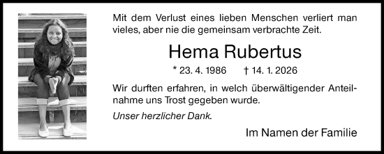 Traueranzeige von Hema Rubertus von Siegener Zeitung