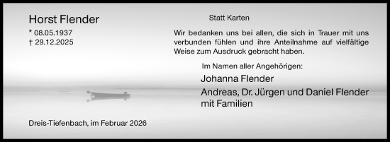 Traueranzeige von Horst Flender von Siegener Zeitung