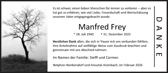 Traueranzeige von Manfred Frey von Siegener Zeitung