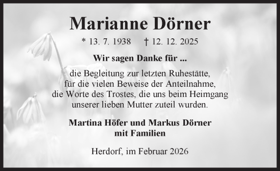 Traueranzeige von Marianne Dörner von Siegener Zeitung