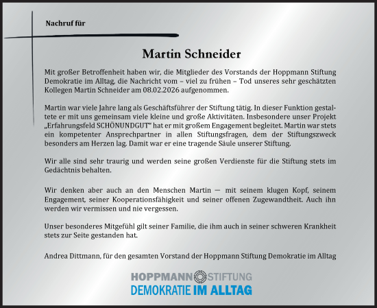 Traueranzeige von Martin Schneider von Siegener Zeitung