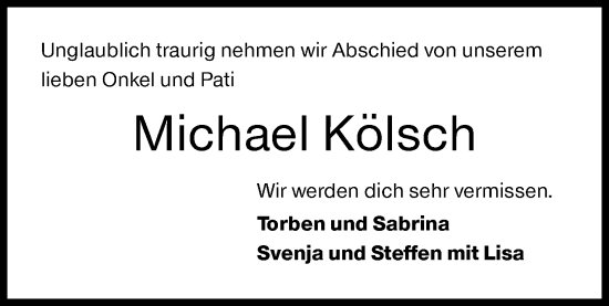Traueranzeige von Michael Kölsch von Siegener Zeitung
