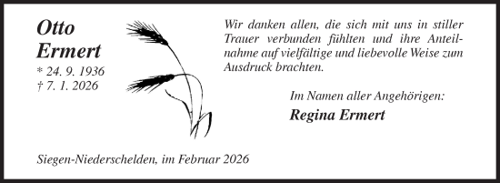 Traueranzeige von Otto Ermert von Siegener Zeitung